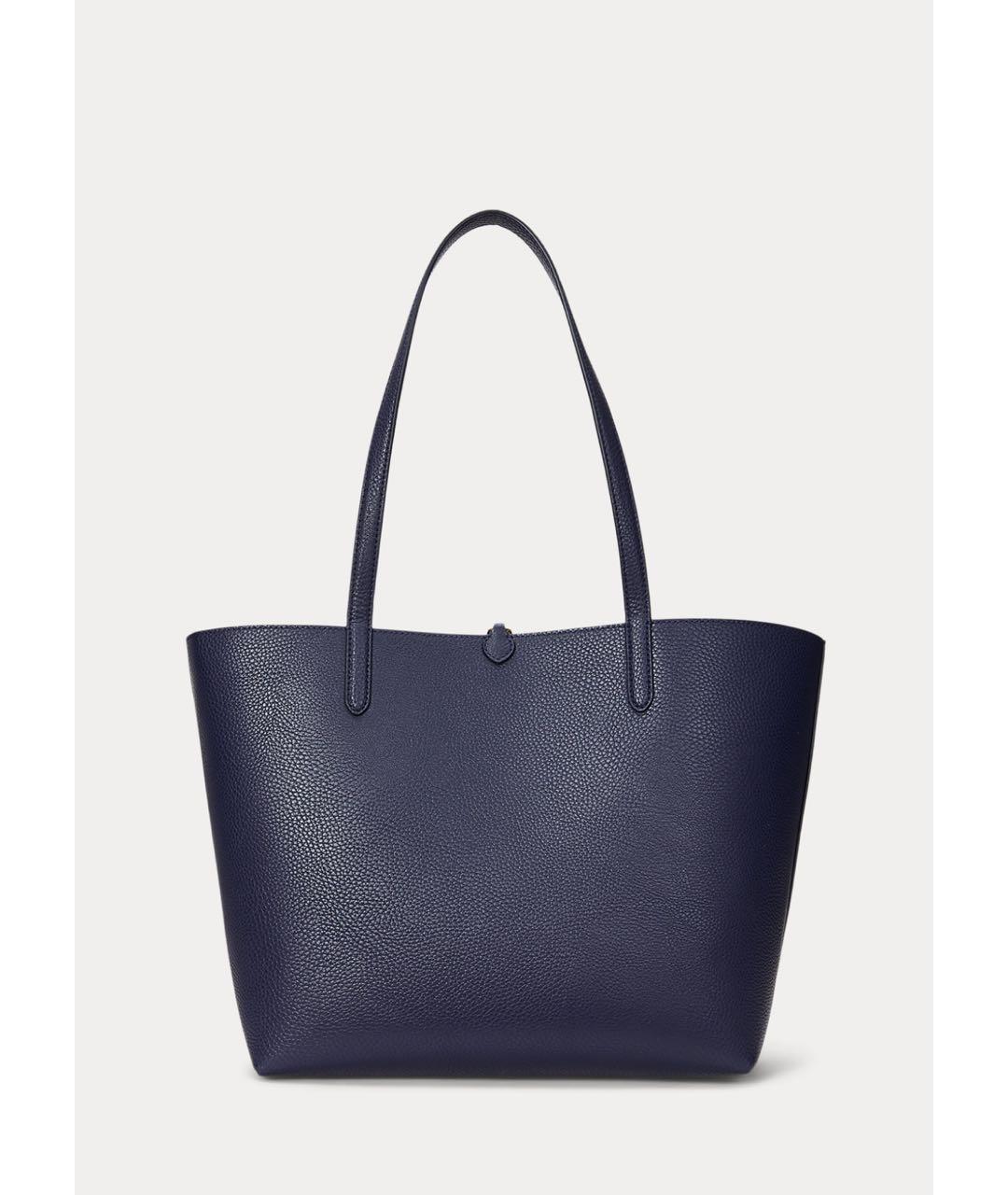 RALPH LAUREN Темно-синяя сумка тоут из искусственной кожи, фото 3