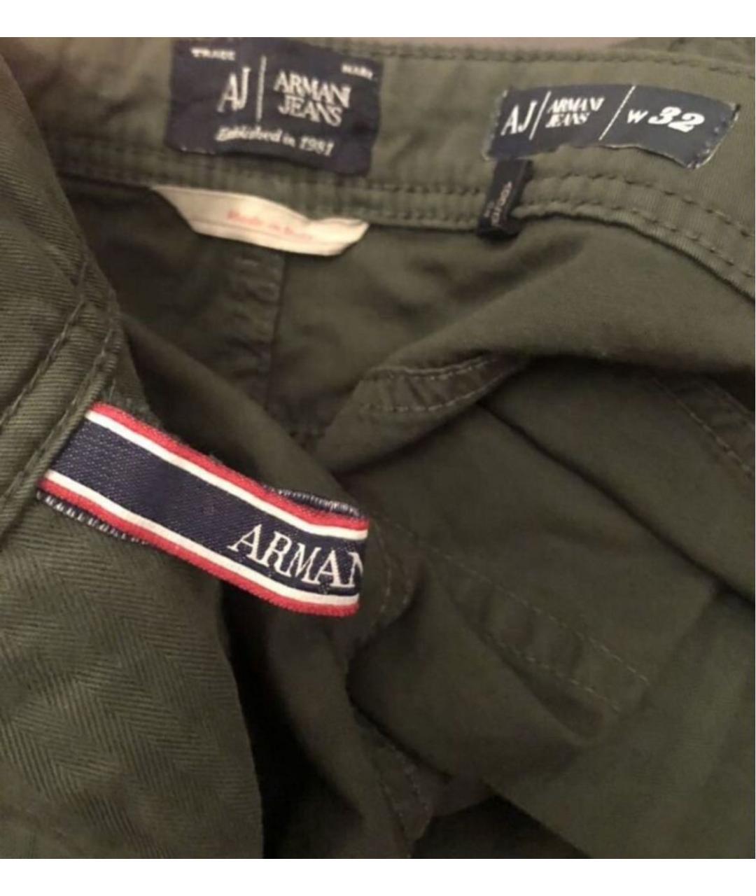 ARMANI JEANS Хаки хлопковые прямые джинсы, фото 4