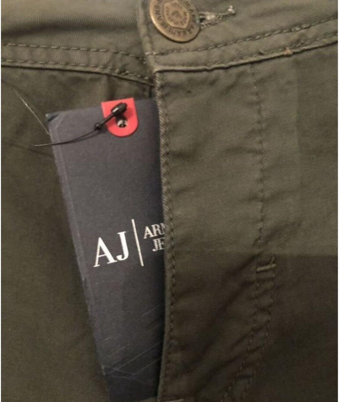 ARMANI JEANS Хаки хлопковые прямые джинсы, фото 3