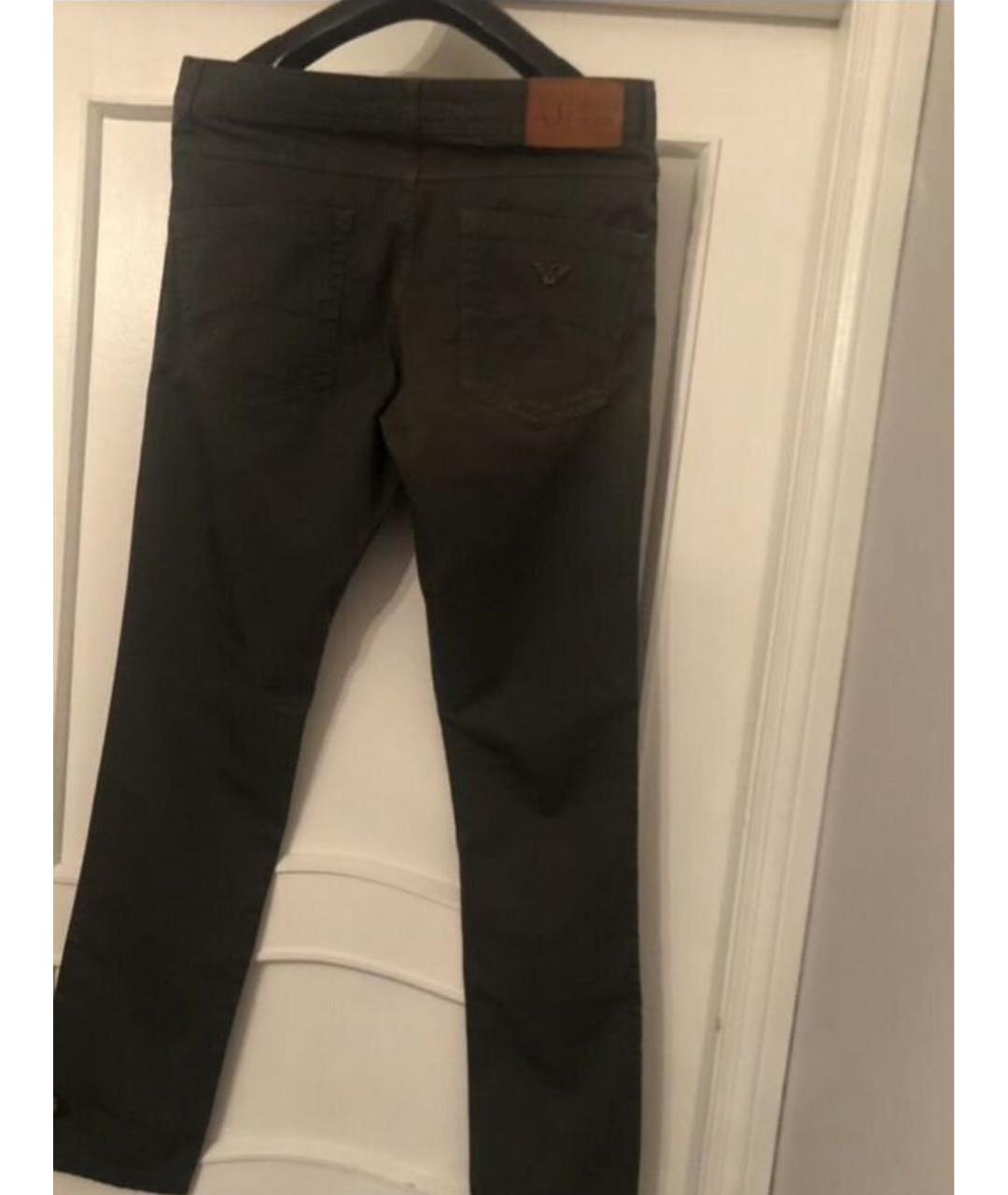 ARMANI JEANS Хаки хлопковые прямые джинсы, фото 2