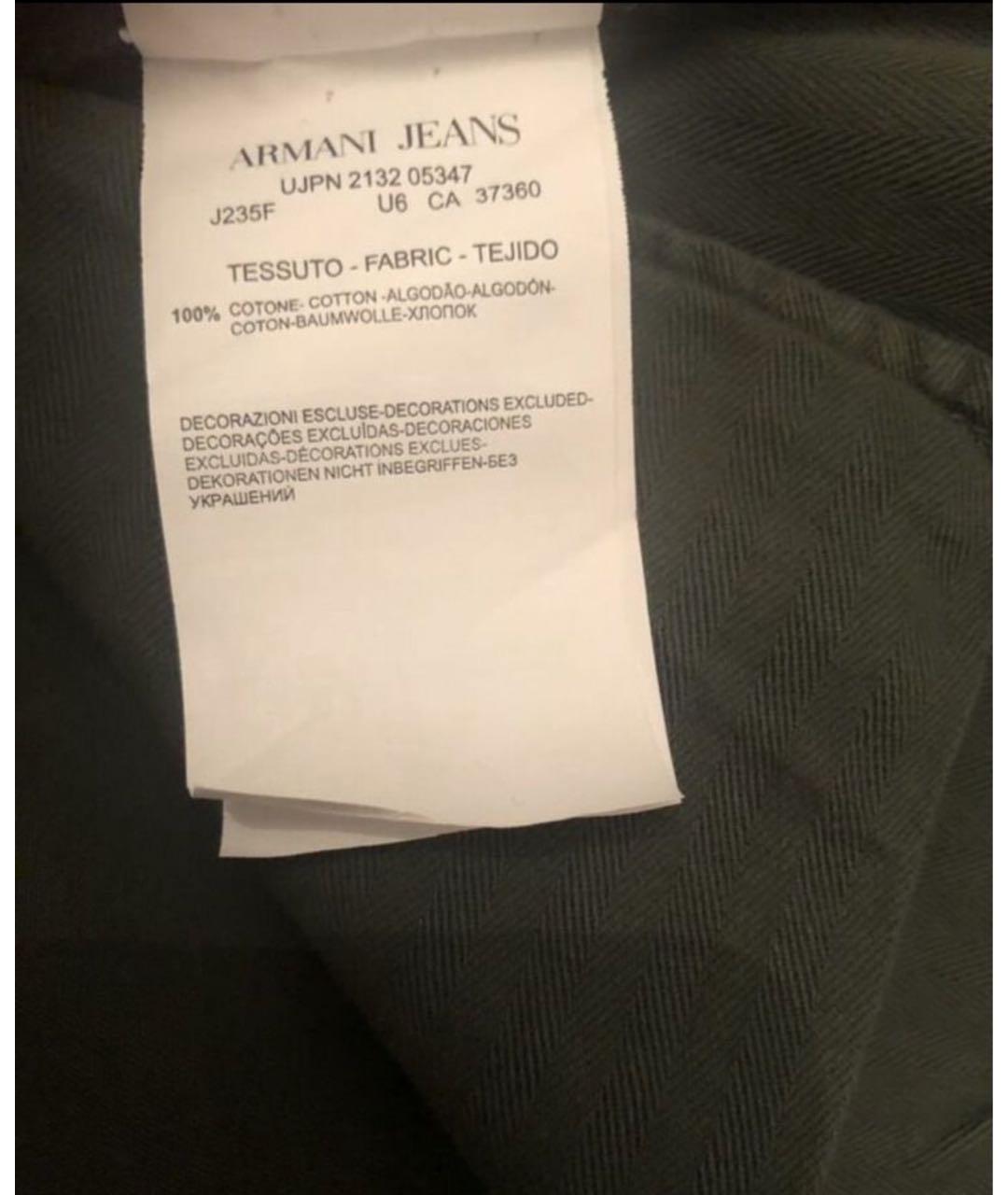 ARMANI JEANS Хаки хлопковые прямые джинсы, фото 7