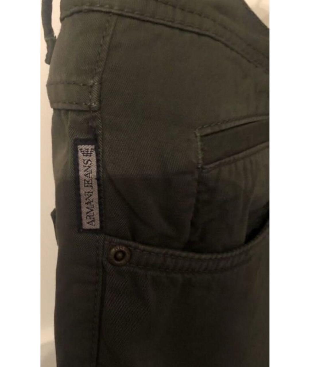 ARMANI JEANS Хаки хлопковые прямые джинсы, фото 6