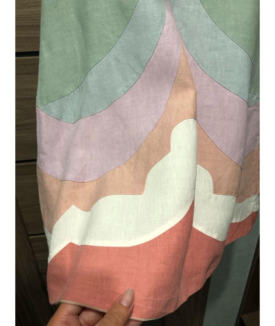 VALENTINO Мульти льняное повседневное платье, фото 2