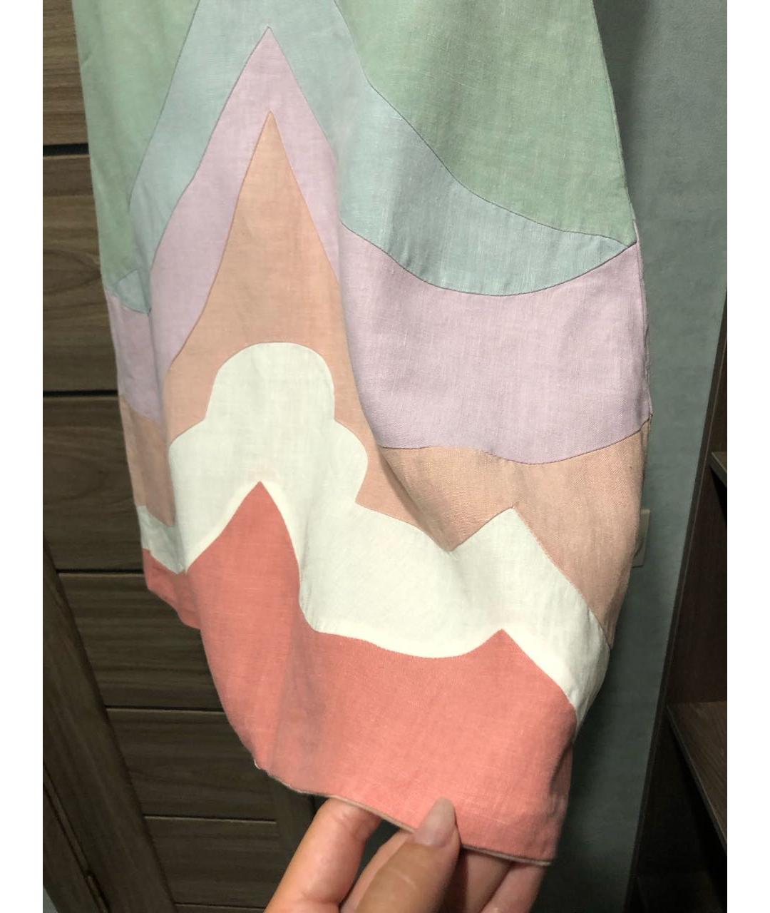 VALENTINO Мульти льняное повседневное платье, фото 4