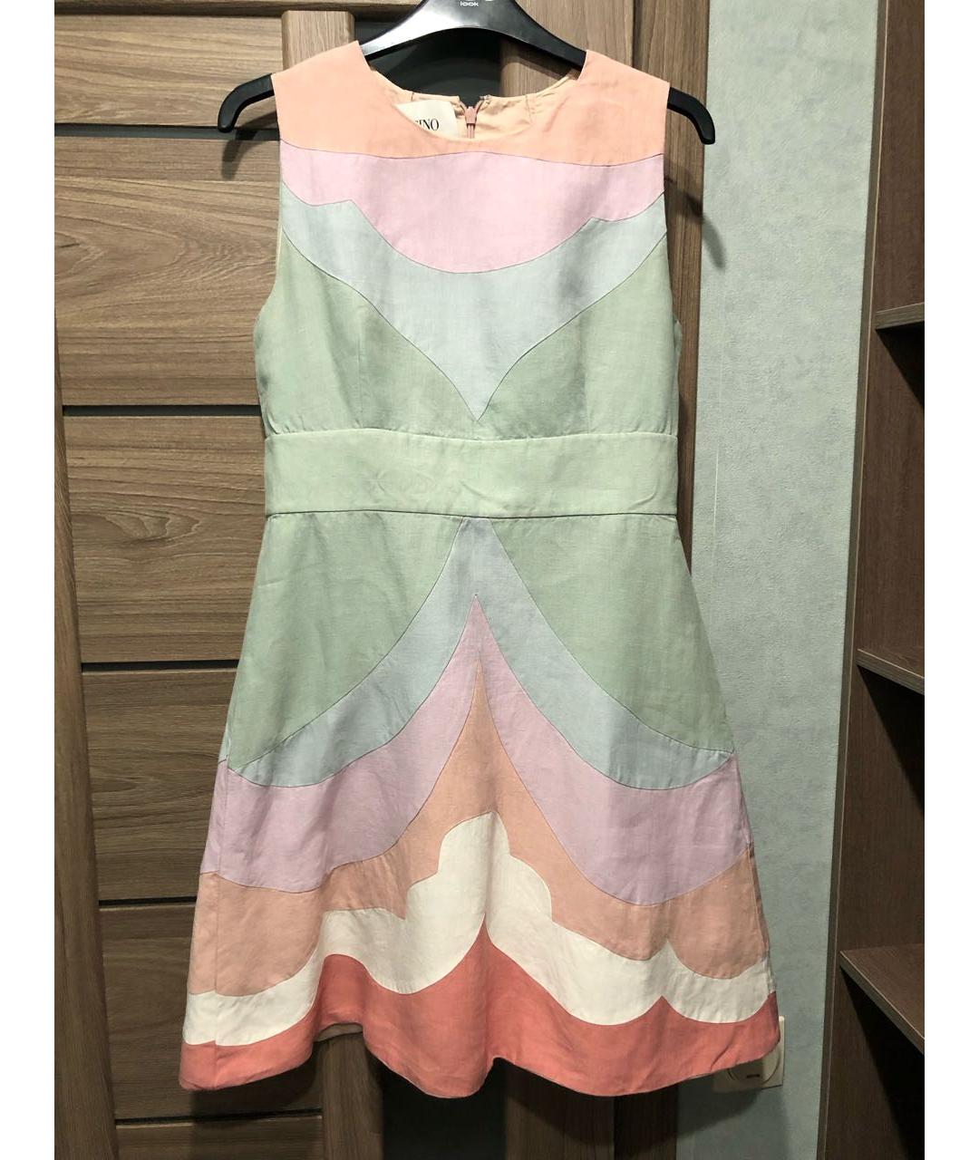 VALENTINO Мульти льняное повседневное платье, фото 6
