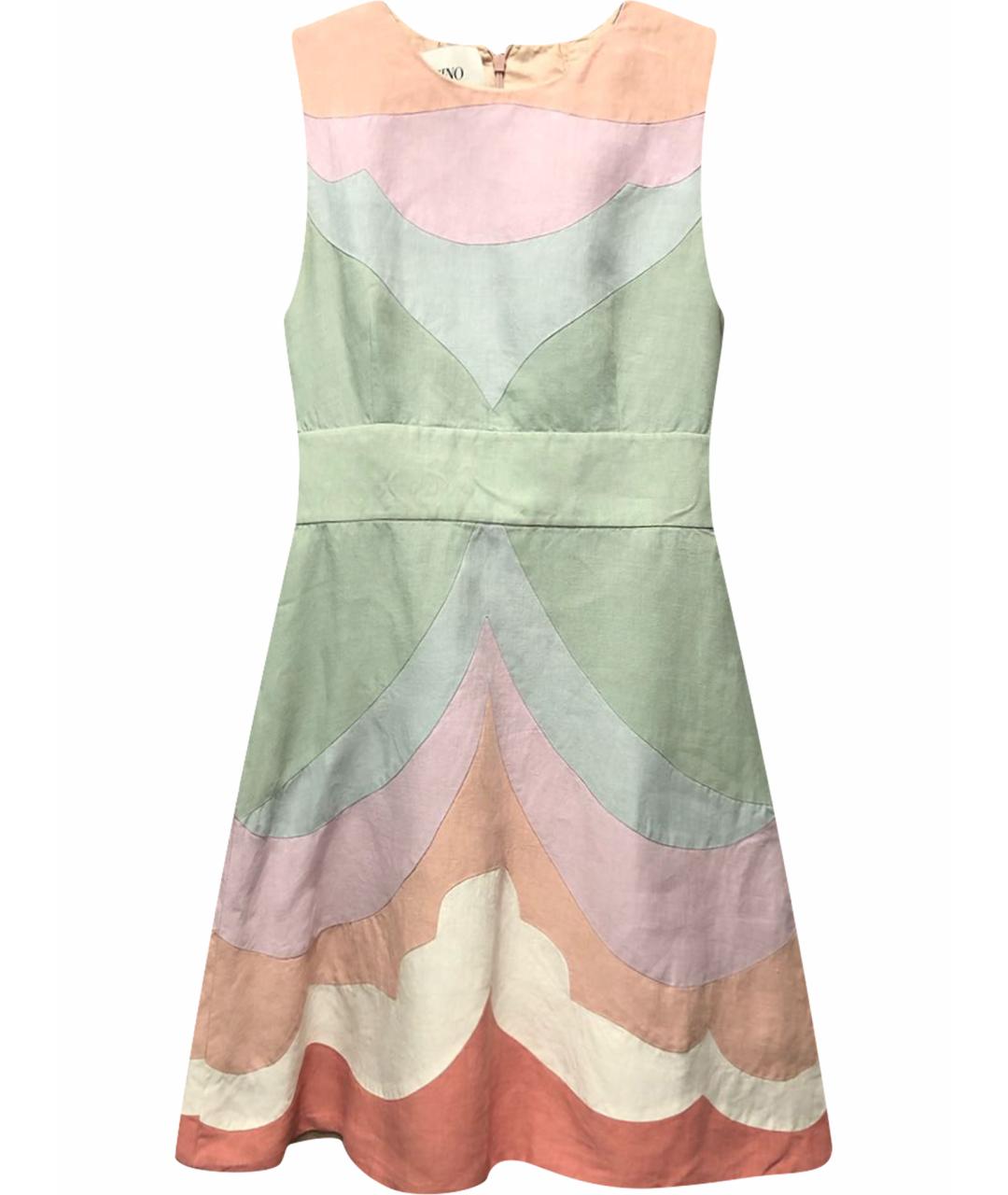 VALENTINO Мульти льняное повседневное платье, фото 1