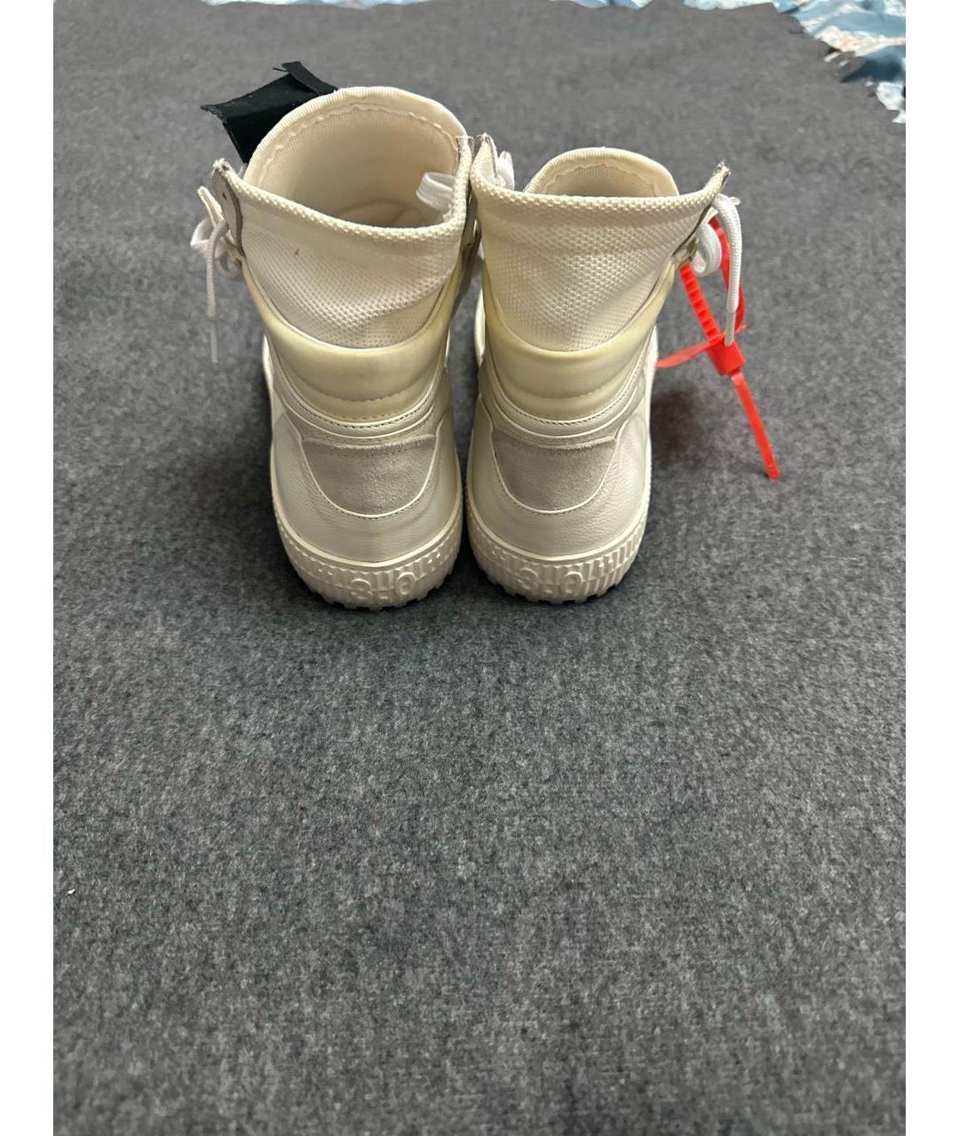 OFF-WHITE Белые кожаные кроссовки, фото 4