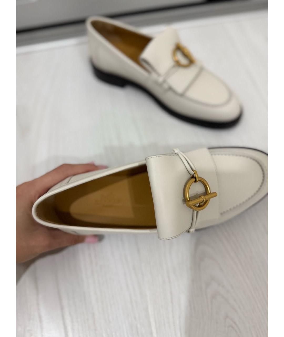 HERMES Белые кожаные лоферы, фото 5