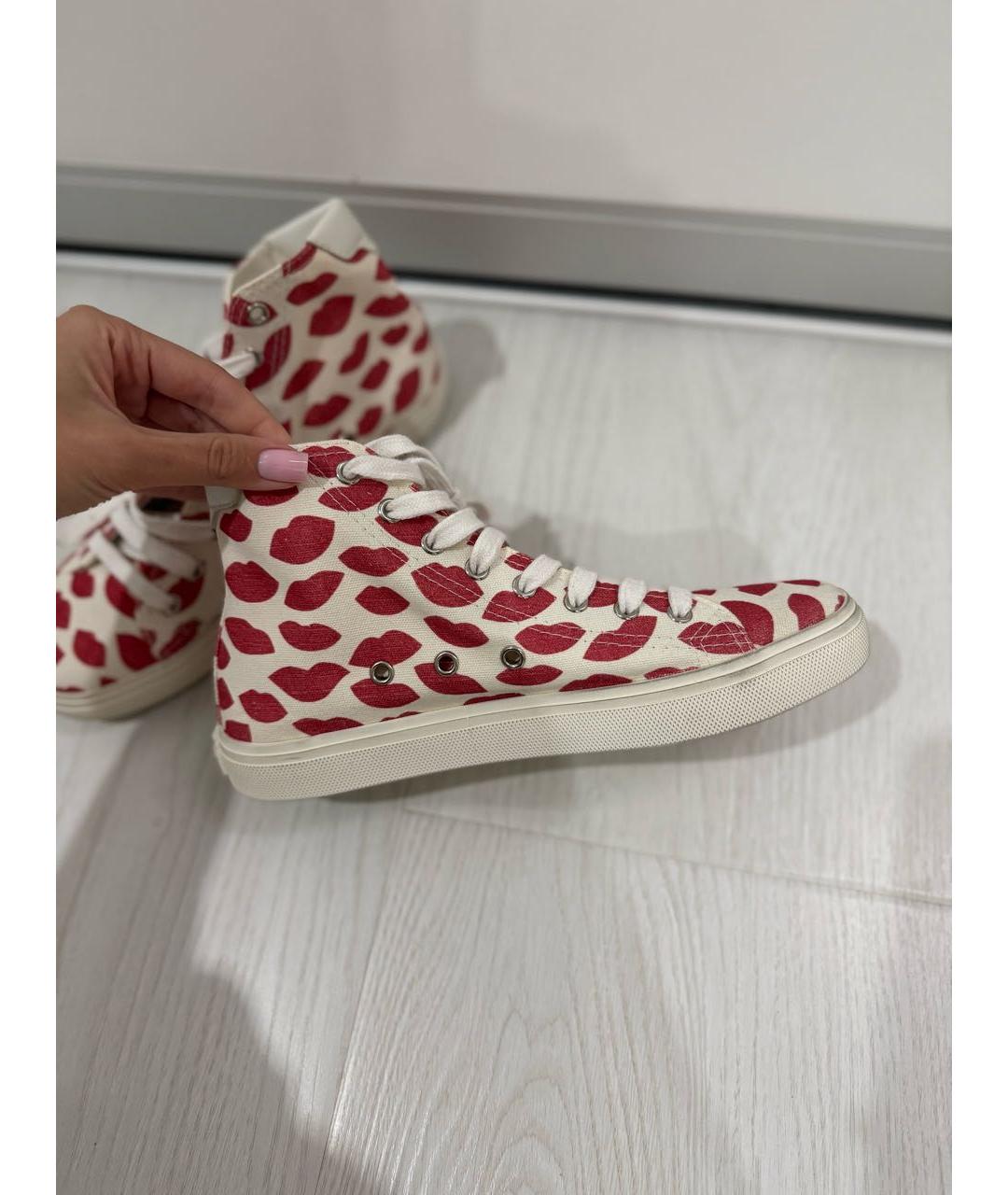 SAINT LAURENT Красные текстильные кеды, фото 3
