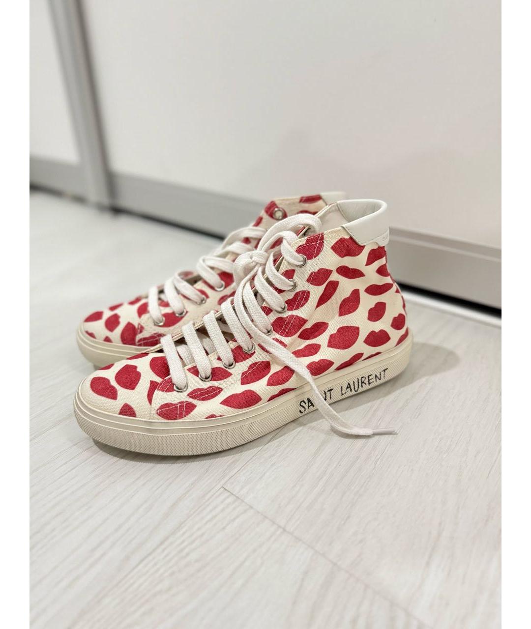 SAINT LAURENT Красные текстильные кеды, фото 7