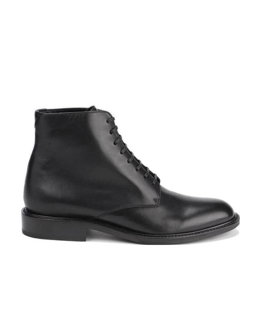 SAINT LAURENT Черные кожаные ботинки, фото 1
