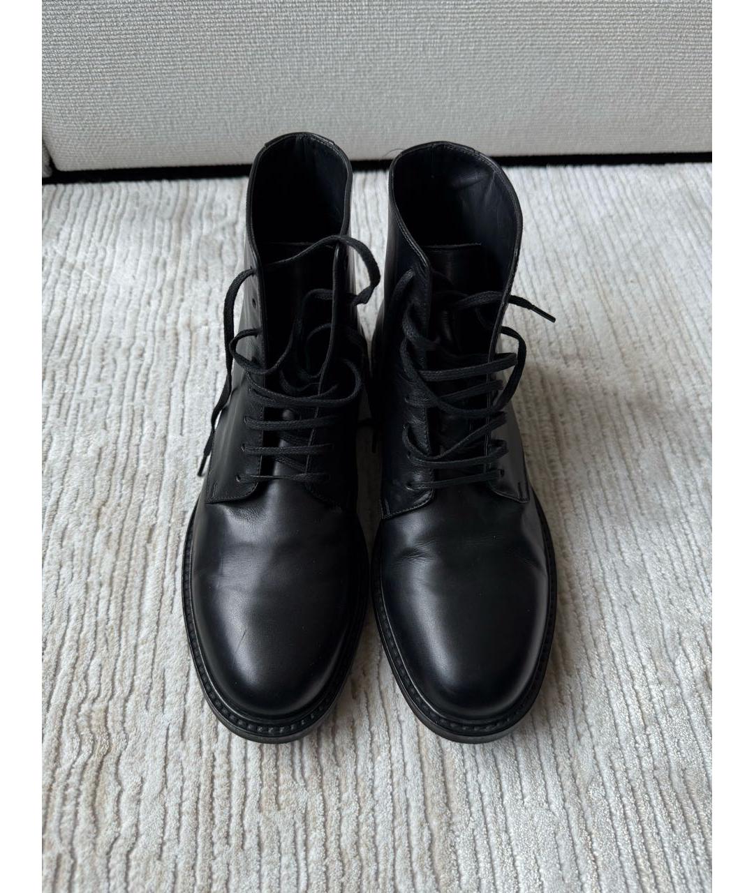 SAINT LAURENT Черные кожаные ботинки, фото 2