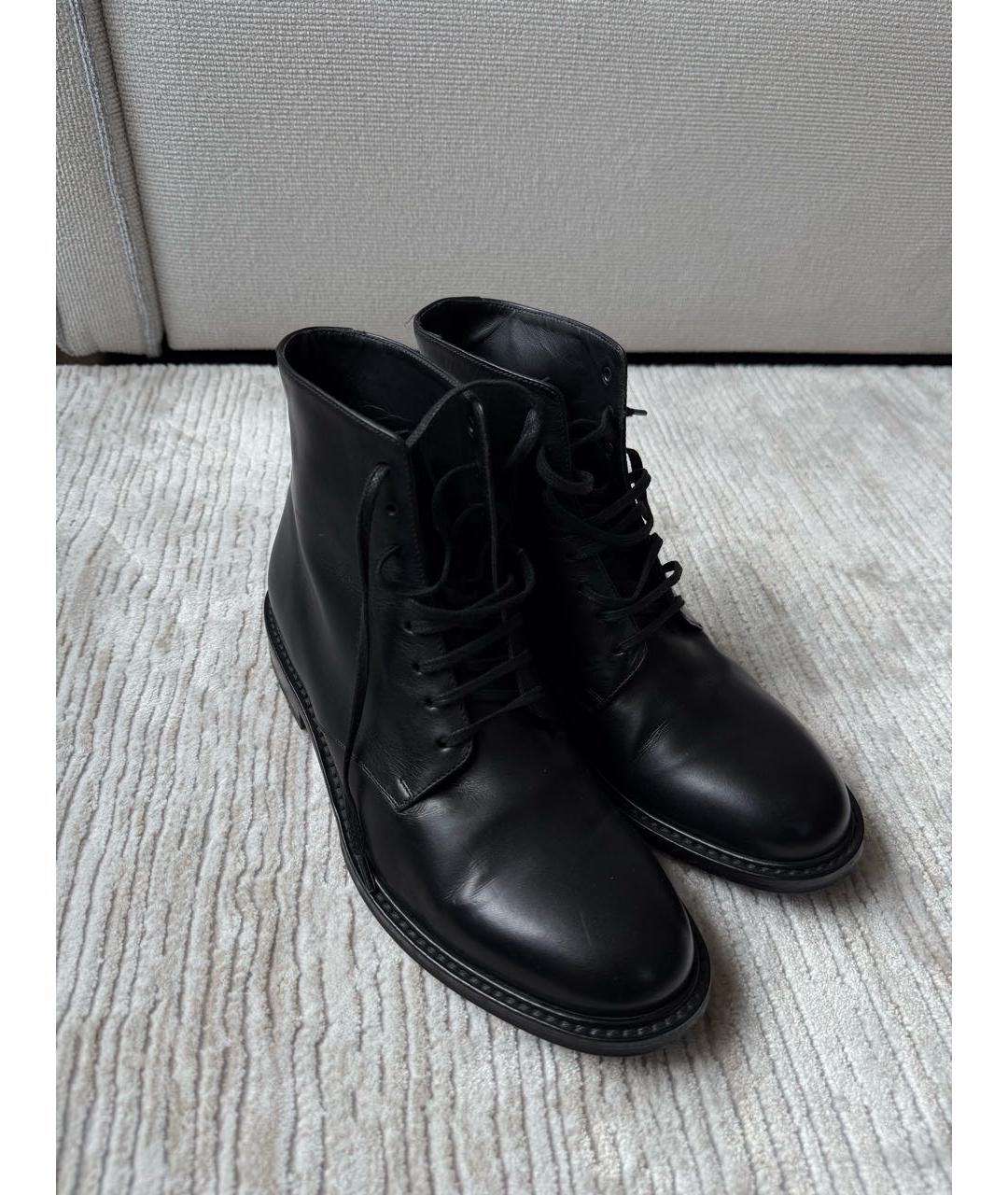 SAINT LAURENT Черные кожаные ботинки, фото 4