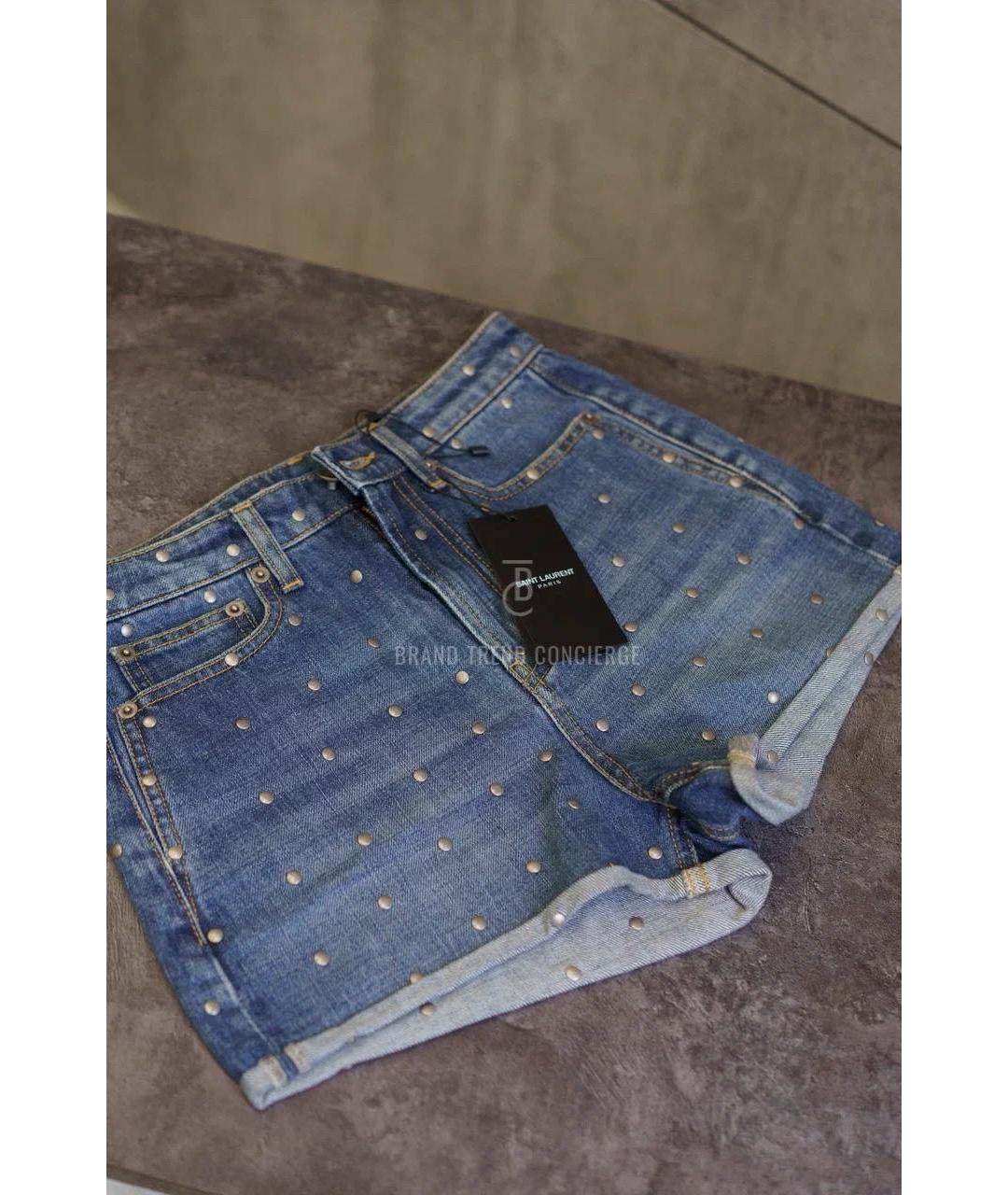 SAINT LAURENT Синие деним шорты, фото 5