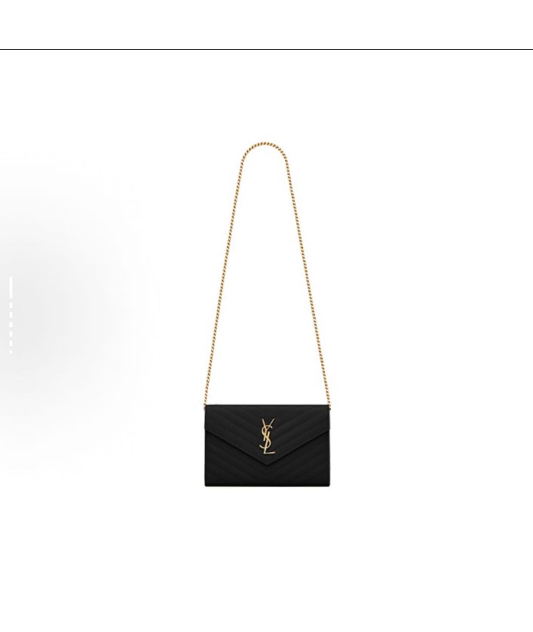 SAINT LAURENT Черная кожаная сумка на плечо, фото 2