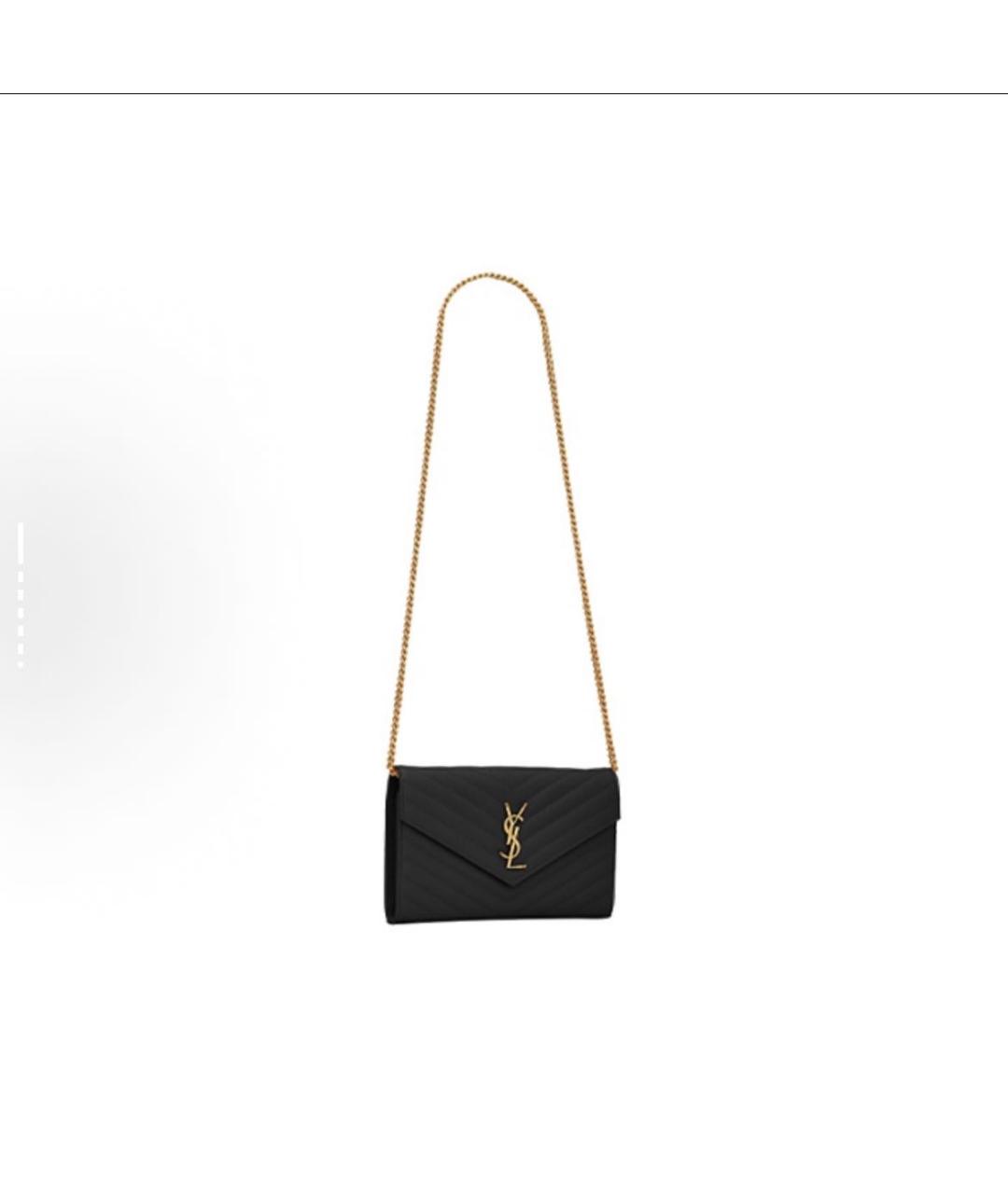 SAINT LAURENT Черная кожаная сумка на плечо, фото 3