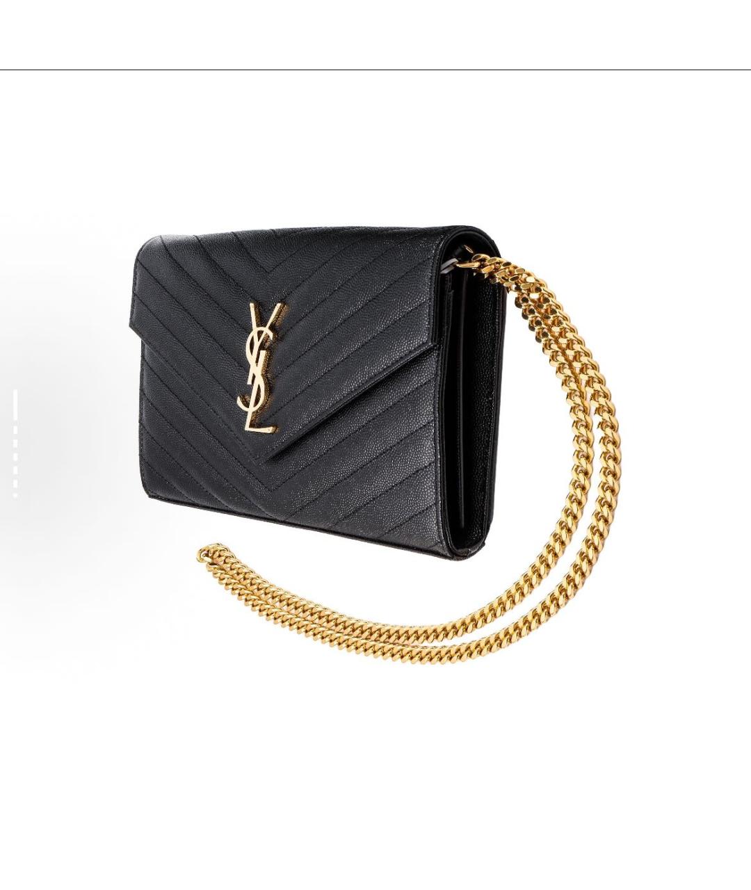 SAINT LAURENT Черная кожаная сумка на плечо, фото 4