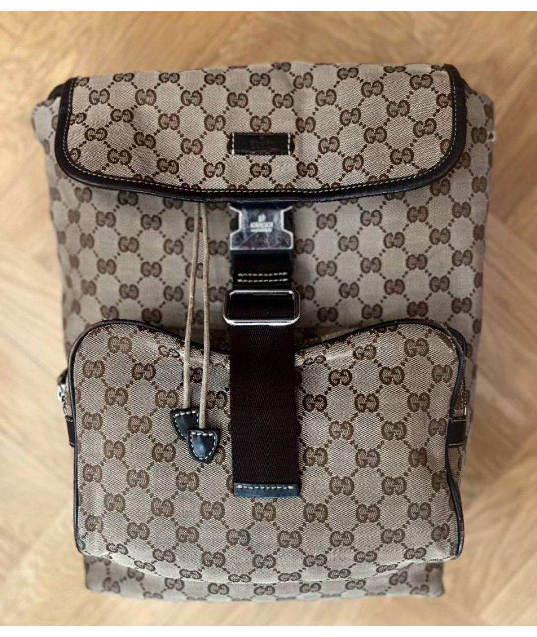 GUCCI Бежевый тканевый портфель, фото 3