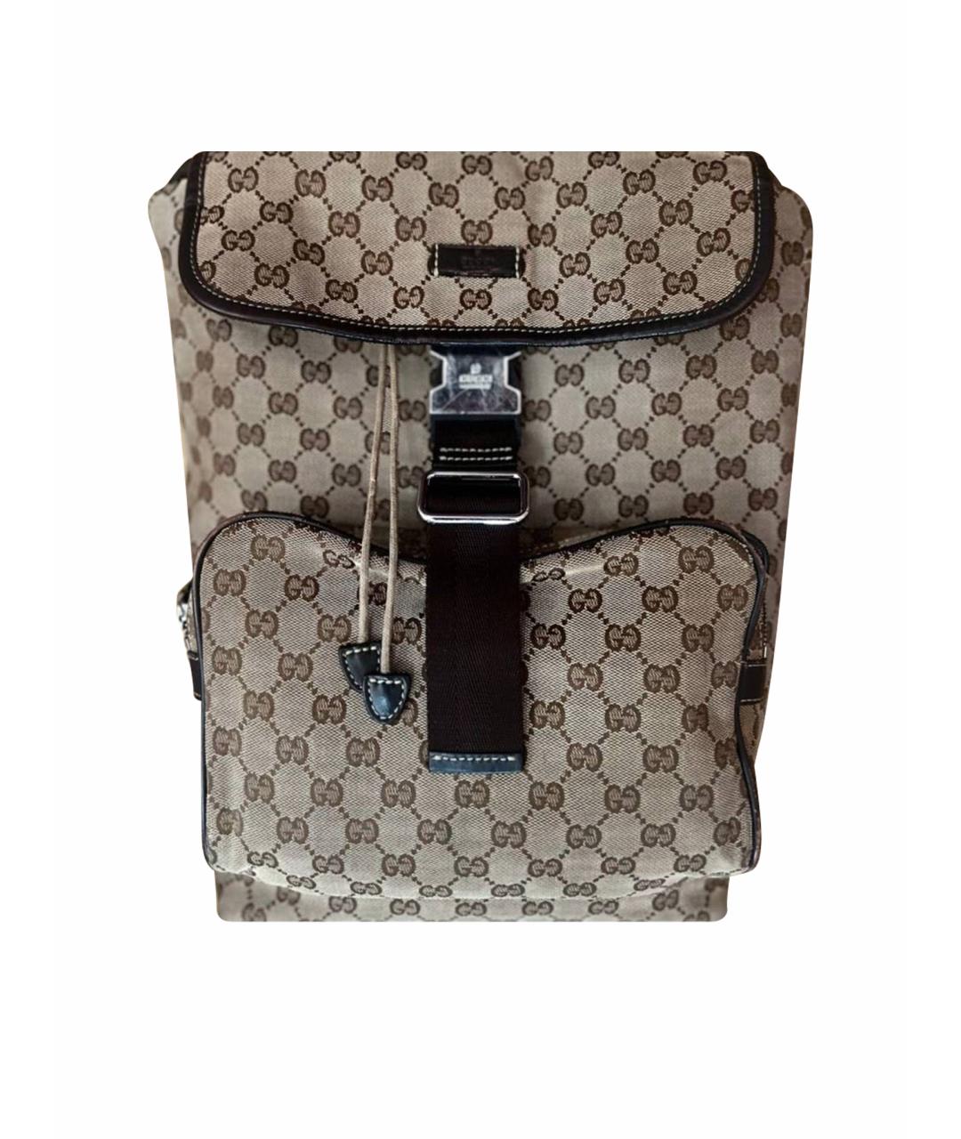 GUCCI Бежевый тканевый портфель, фото 1
