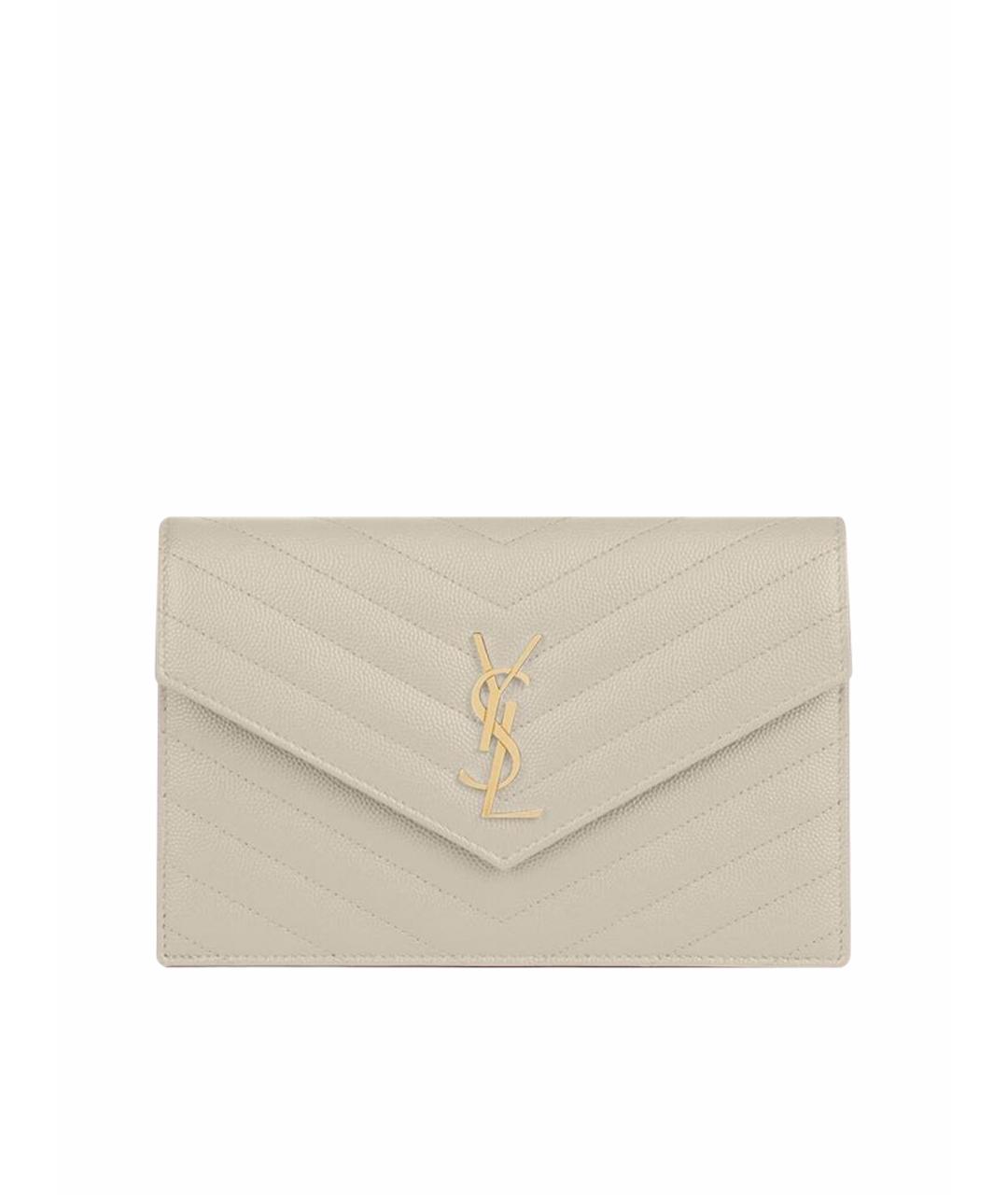 SAINT LAURENT Бежевая кожаная сумка на плечо, фото 1