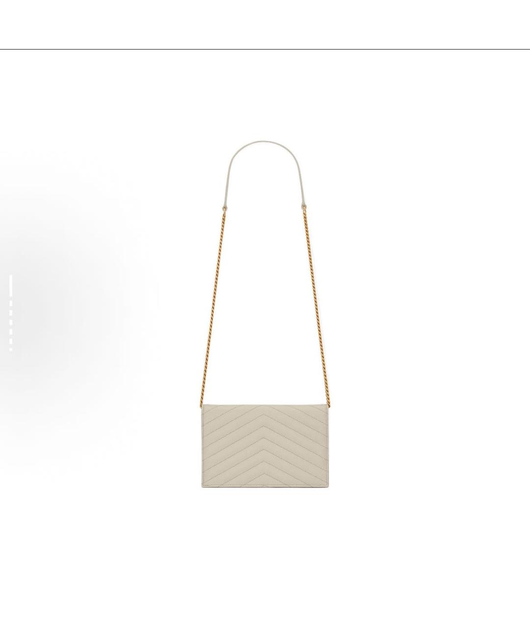 SAINT LAURENT Бежевая кожаная сумка на плечо, фото 3