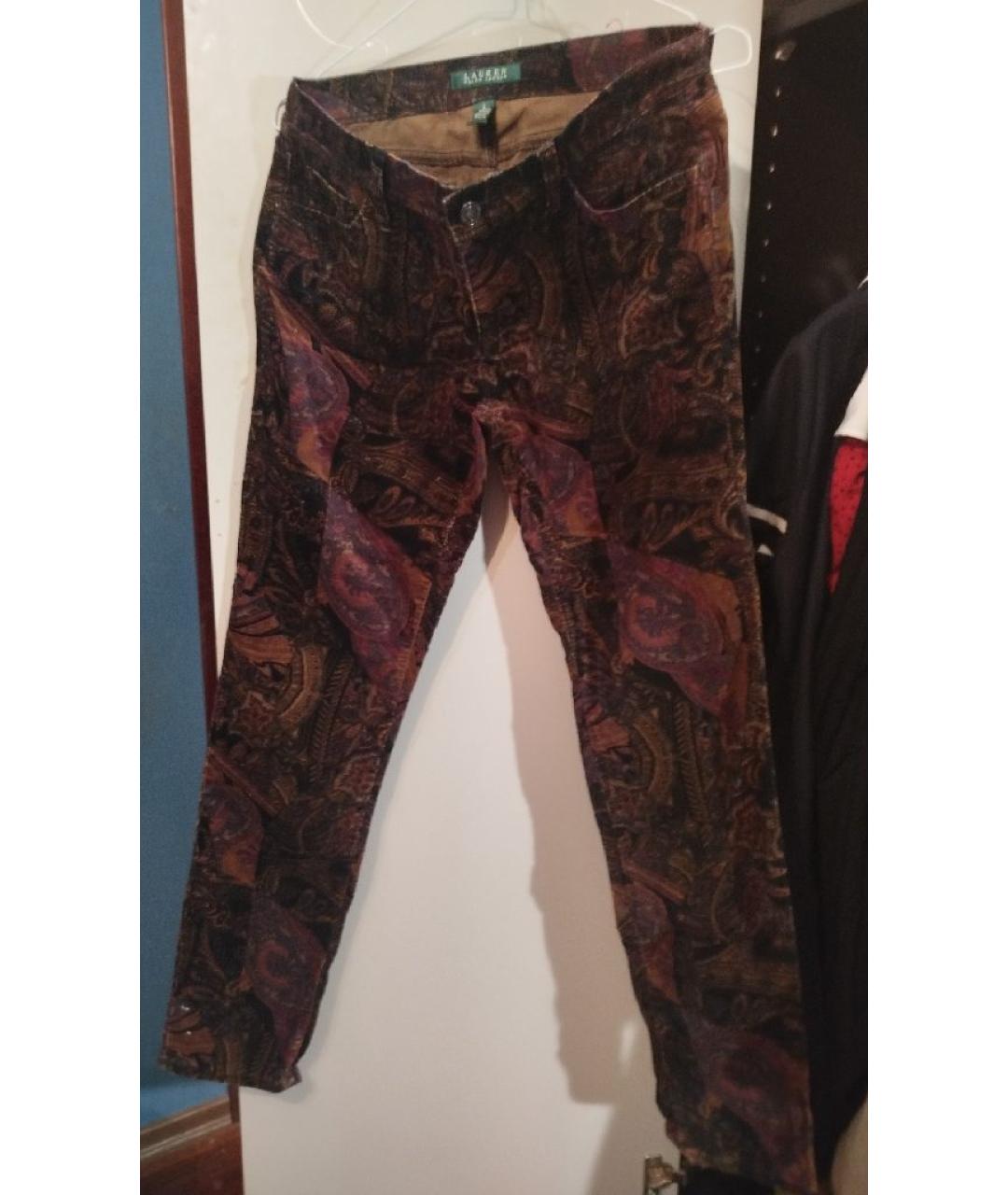 RALPH LAUREN Мульти бархатные прямые брюки, фото 8