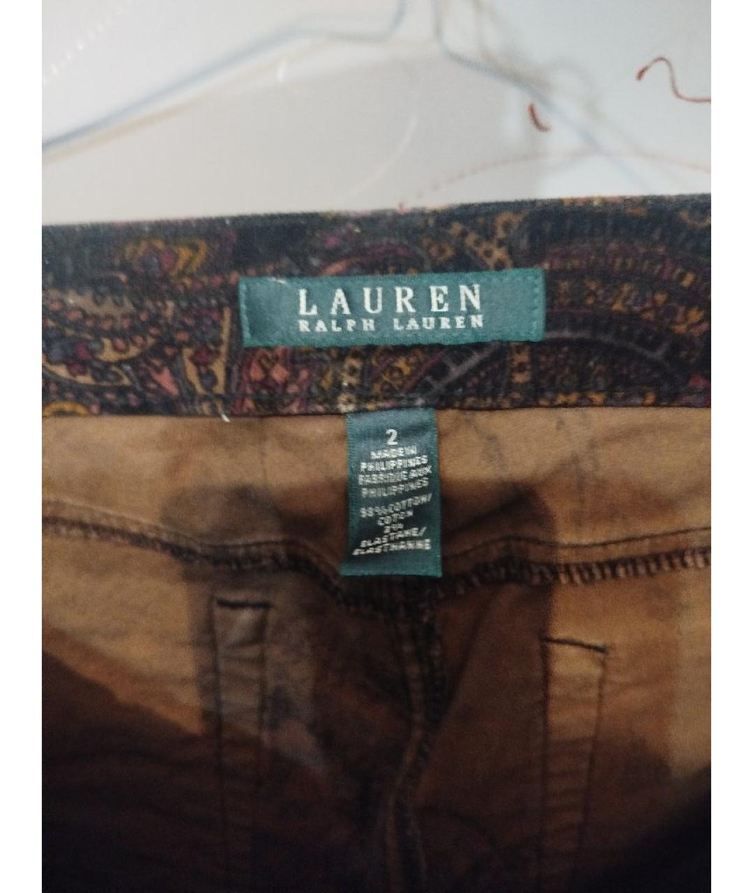 RALPH LAUREN Мульти бархатные прямые брюки, фото 3