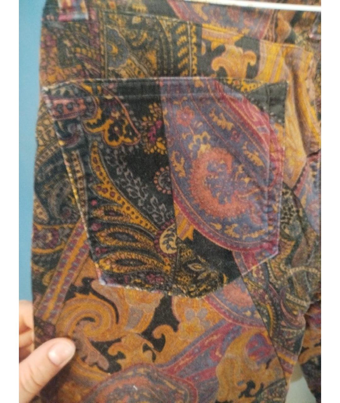 RALPH LAUREN Мульти бархатные прямые брюки, фото 4