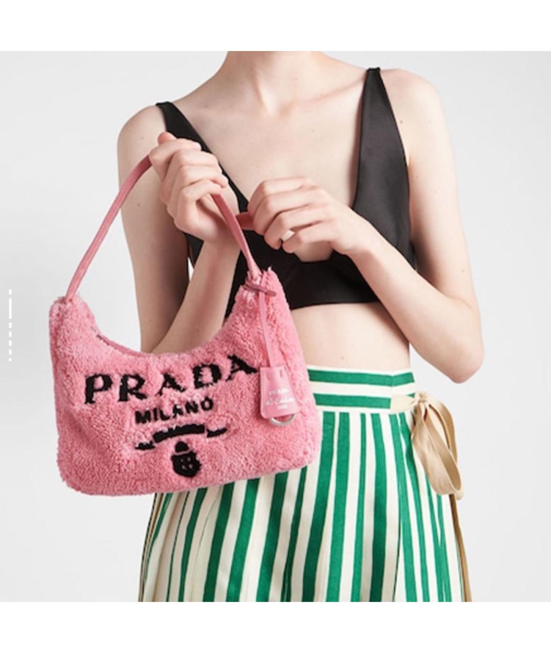 PRADA Розовая меховая сумка с короткими ручками, фото 5