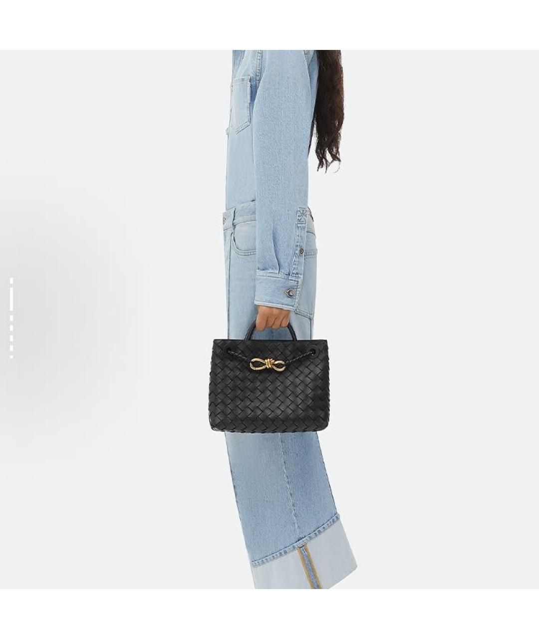 BOTTEGA VENETA Черная кожаная сумка через плечо, фото 6