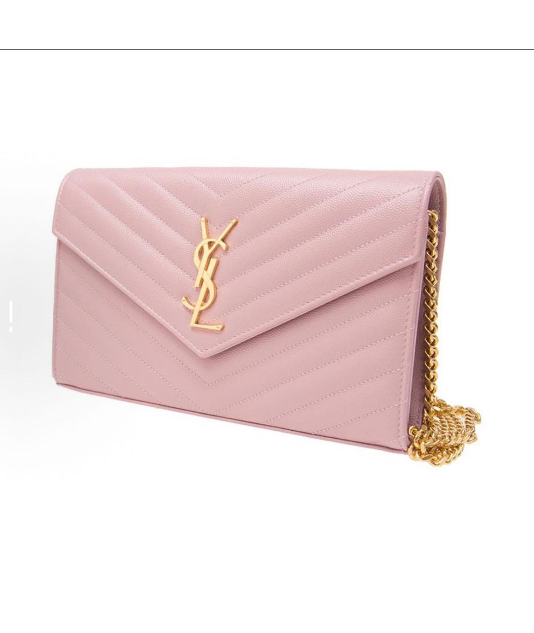 SAINT LAURENT Розовая кожаная сумка на плечо, фото 2