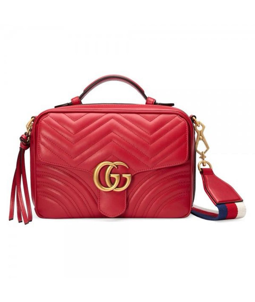 GUCCI Красная кожаная сумка с короткими ручками, фото 1