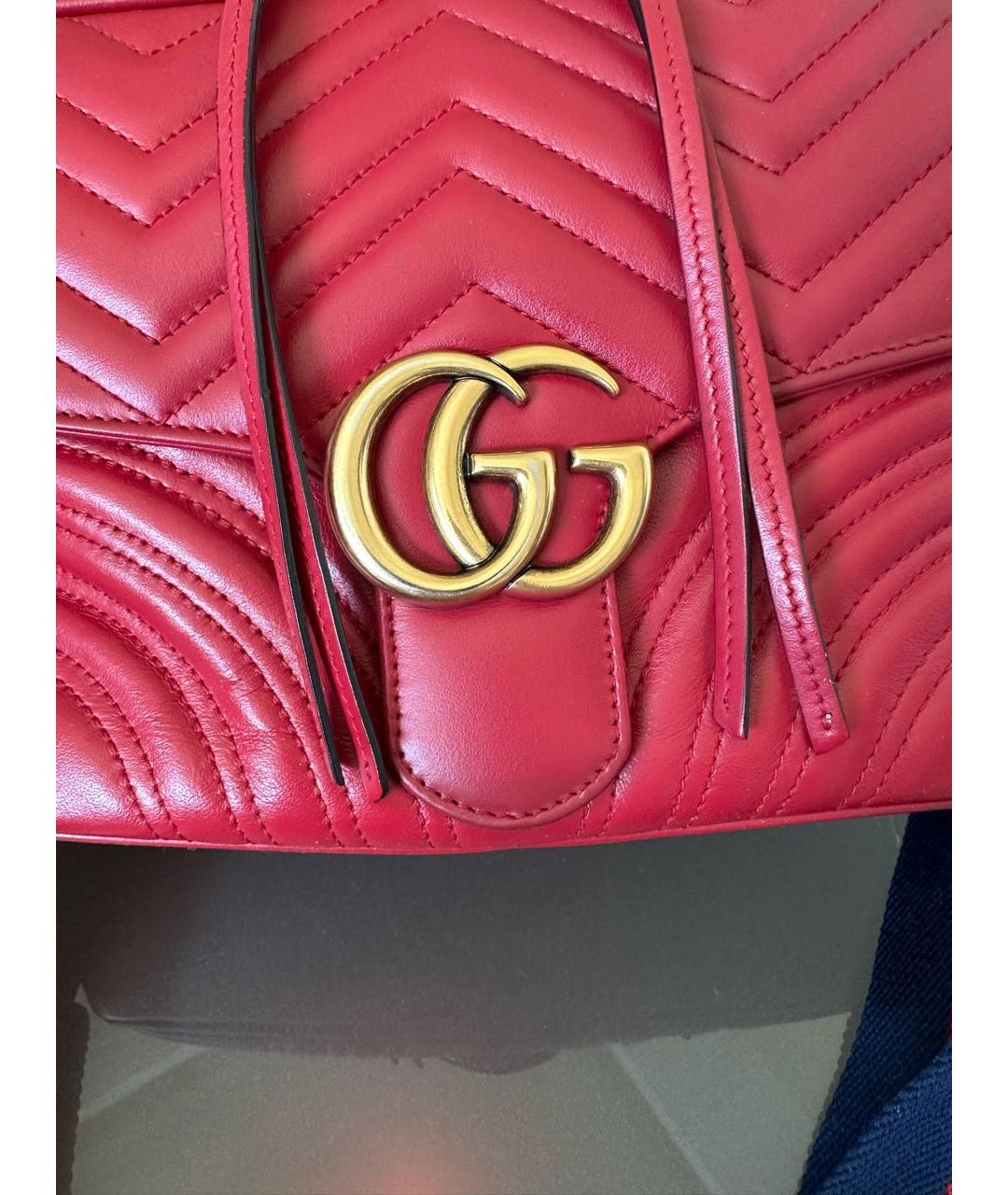 GUCCI Красная кожаная сумка с короткими ручками, фото 6