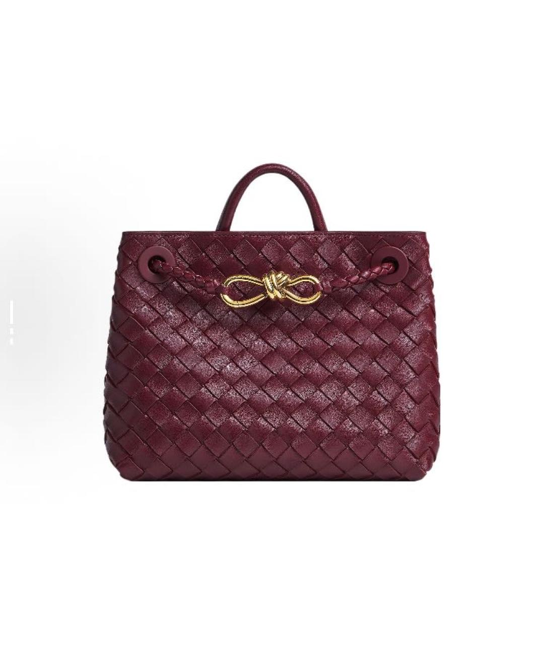 BOTTEGA VENETA Бордовая кожаная сумка тоут, фото 3