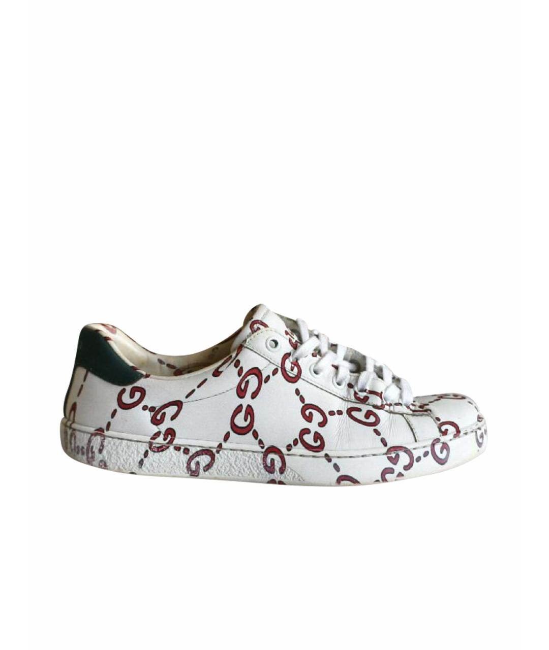 GUCCI Белые кожаные кеды, фото 1