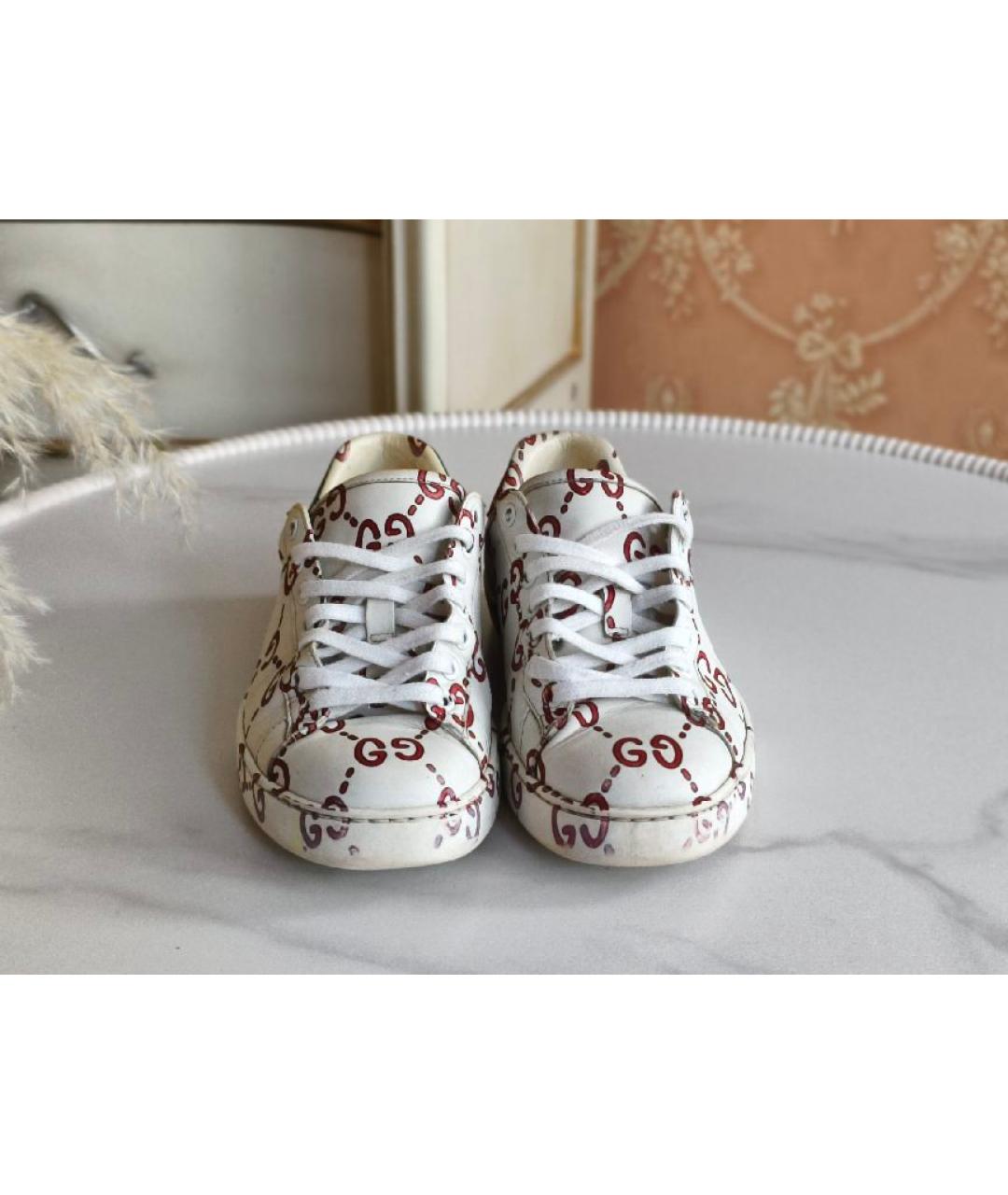 GUCCI Белые кожаные кеды, фото 3