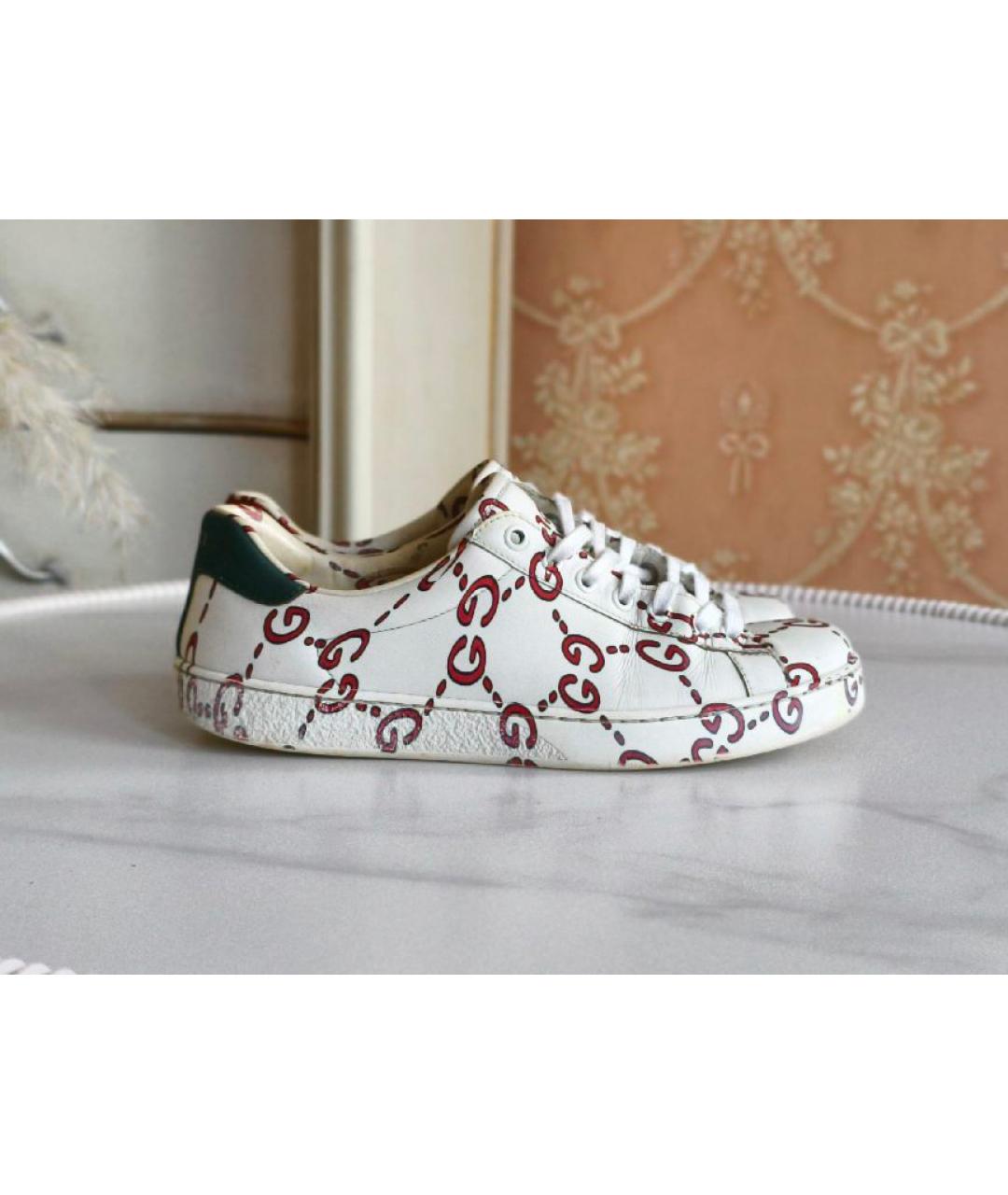 GUCCI Белые кожаные кеды, фото 10