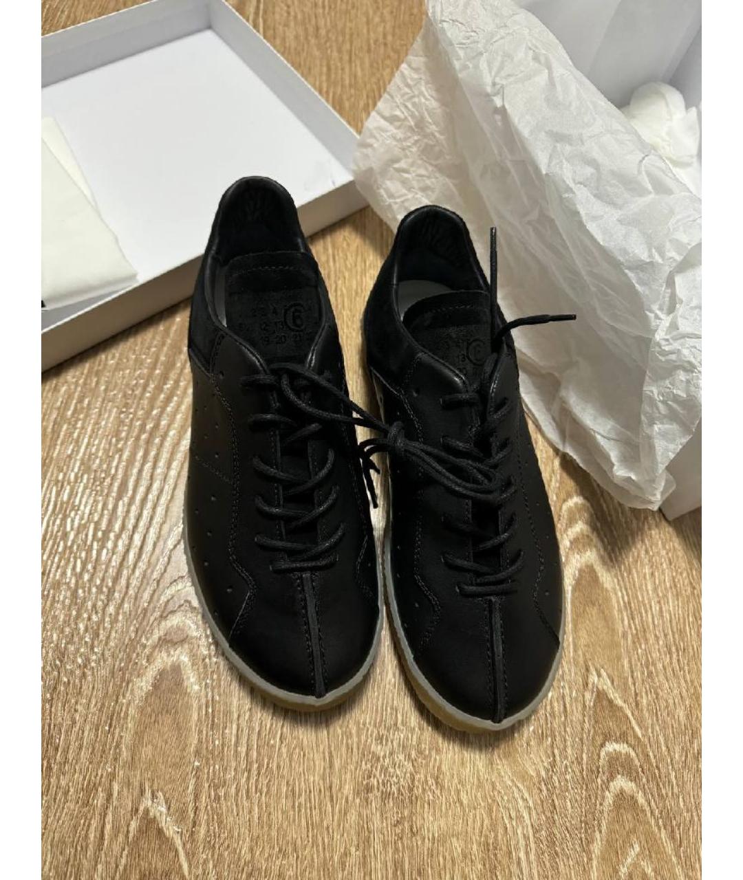 MM6 MAISON MARGIELA Черные кожаные низкие кроссовки / кеды, фото 2