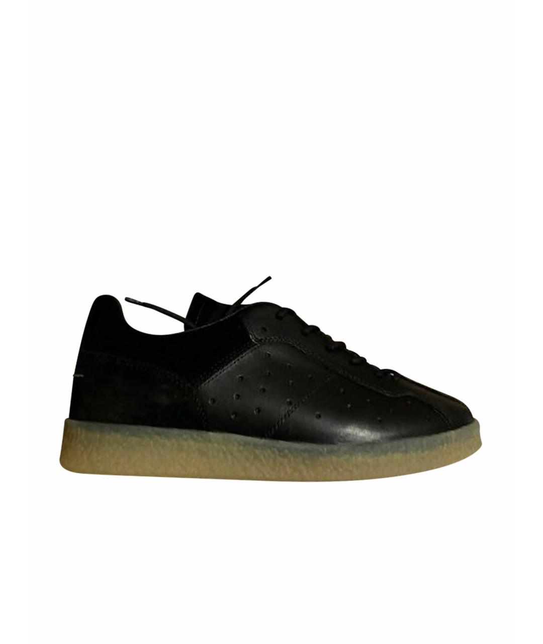 MM6 MAISON MARGIELA Черные кожаные низкие кроссовки / кеды, фото 1