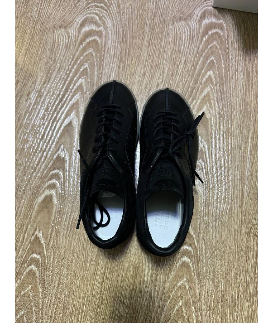 MM6 MAISON MARGIELA Черные кожаные низкие кроссовки / кеды, фото 3