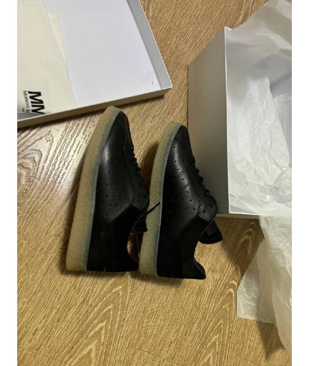 MM6 MAISON MARGIELA Черные кожаные низкие кроссовки / кеды, фото 6