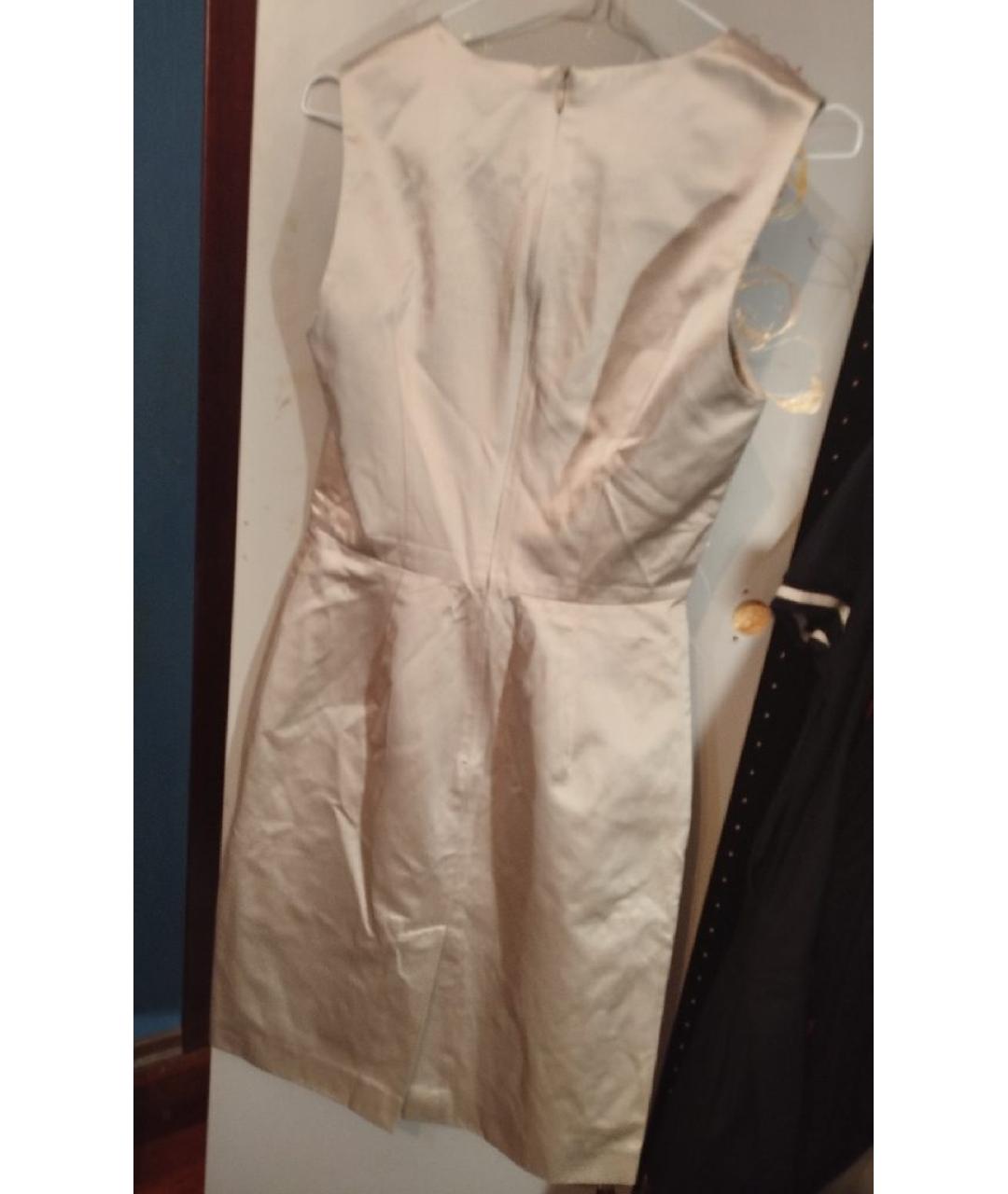 Tara Jarmon Бежевое хлопко-эластановое коктейльное платье, фото 2
