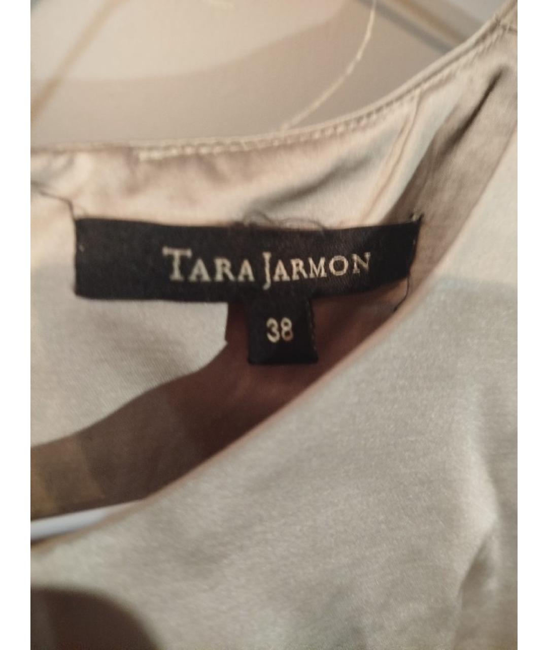 Tara Jarmon Бежевое хлопко-эластановое коктейльное платье, фото 3