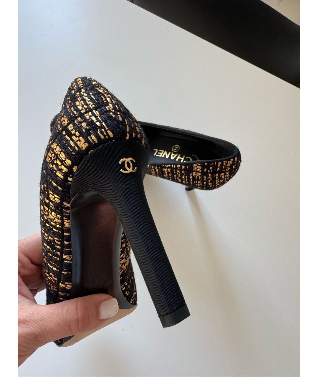 CHANEL Черные текстильные туфли, фото 5