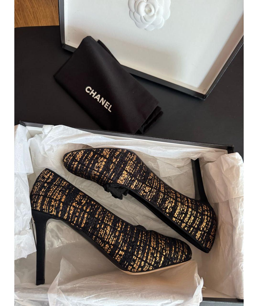 CHANEL Черные текстильные туфли, фото 7