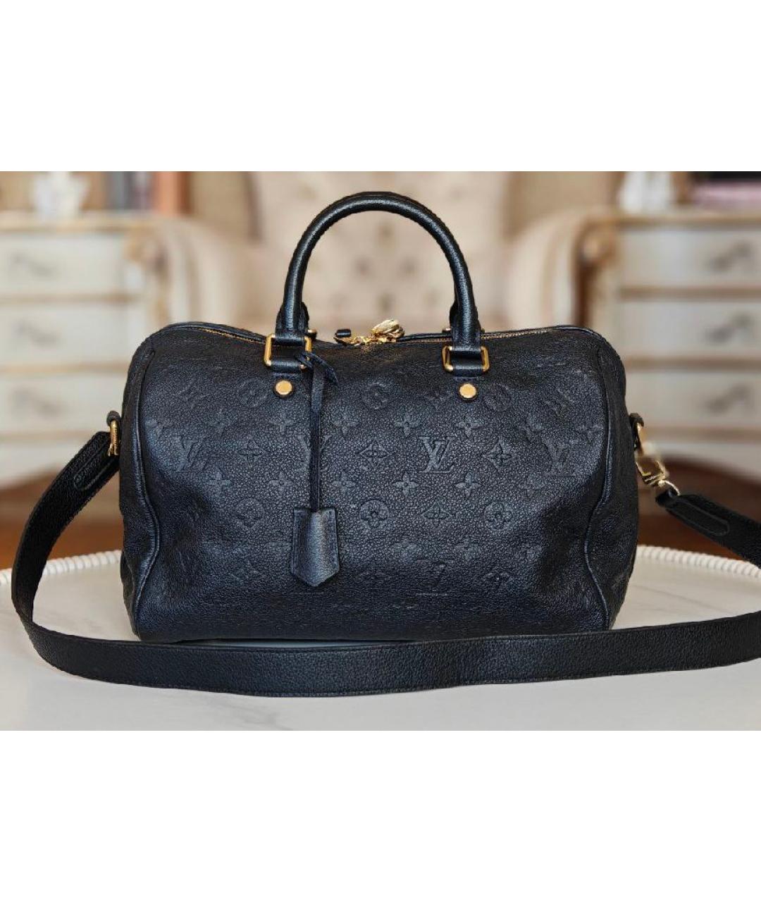 LOUIS VUITTON Темно-синяя кожаная сумка с короткими ручками, фото 9