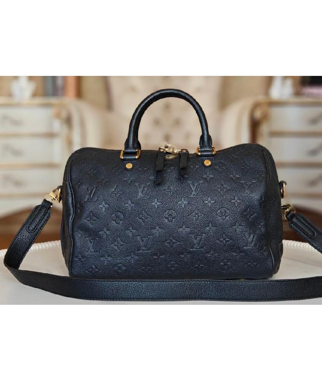 LOUIS VUITTON Темно-синяя кожаная сумка с короткими ручками, фото 3