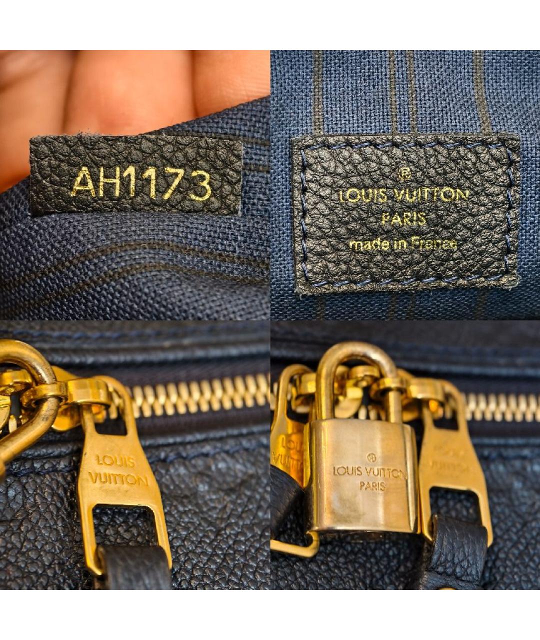 LOUIS VUITTON Темно-синяя кожаная сумка с короткими ручками, фото 5
