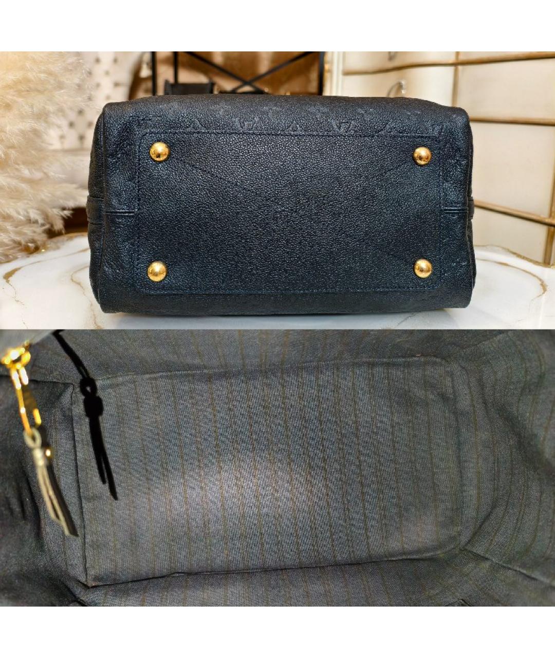 LOUIS VUITTON Темно-синяя кожаная сумка с короткими ручками, фото 8