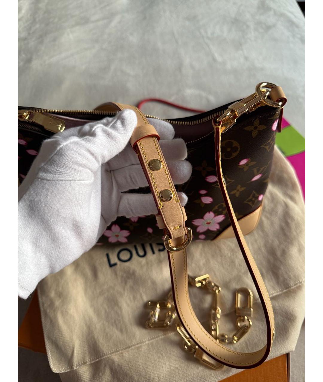 LOUIS VUITTON Коричневая кожаная сумка с короткими ручками, фото 4